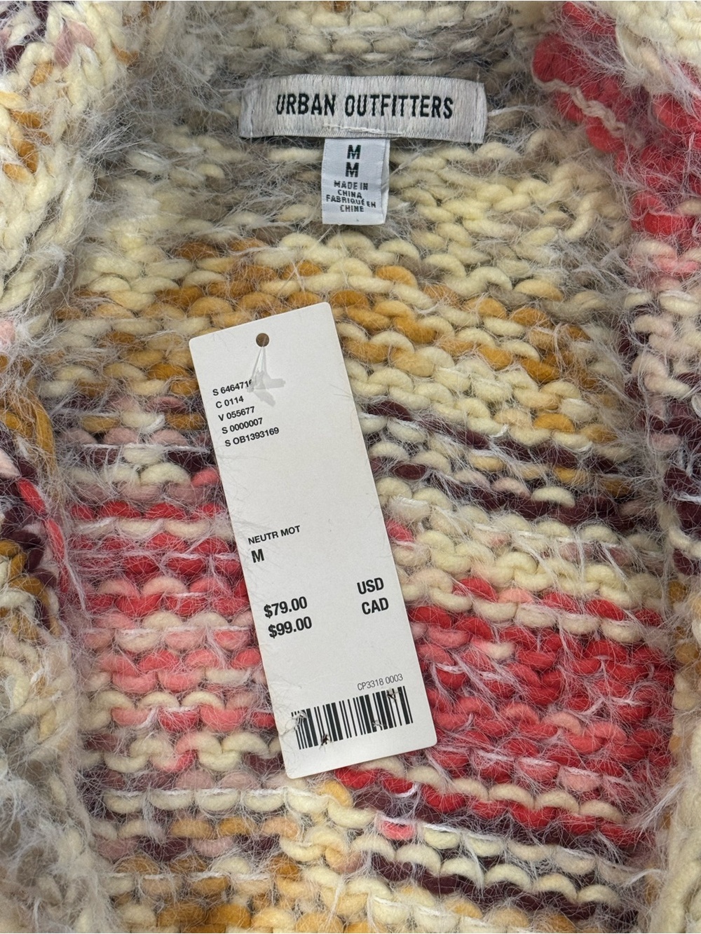 NWT Urban Outfitters Fuzzy Chunky Knit Cardigan Sweater M Boho Cozy - Picture 3 of 9